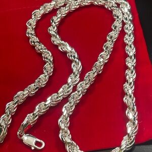 Italian 925 silver rope chain 7mm 26 inch